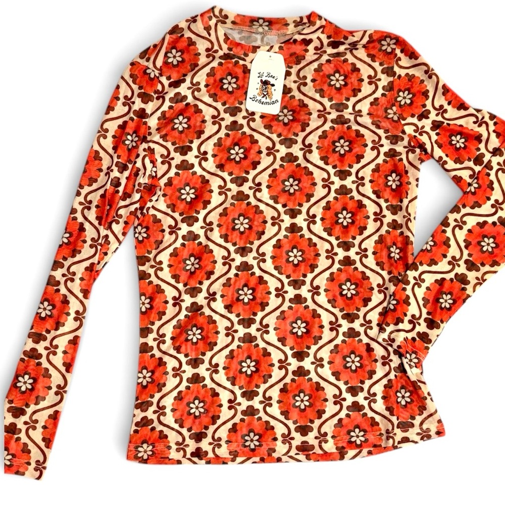 48% off-Lil Bee's Bohemian Mesh poppy shirt NWT